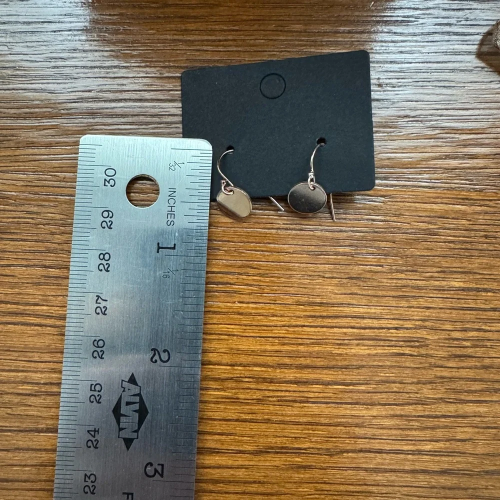 🌹14k rose gold fill dainty drop disc earrings. - Picture 4 of 5